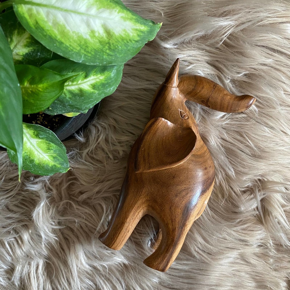 Solid Wood Elephant Statue